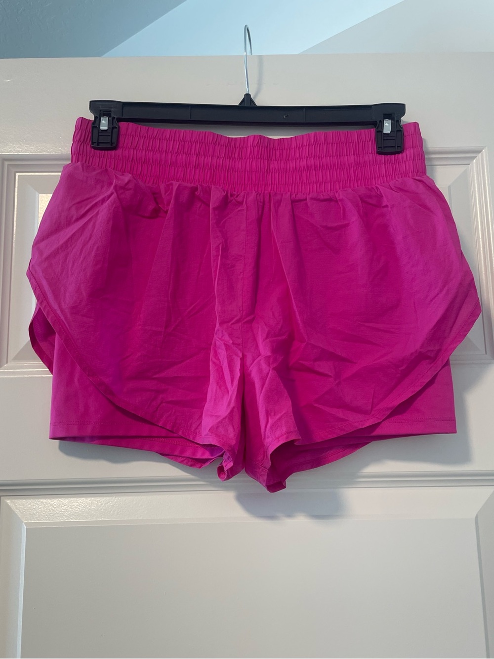 all in motion Women's Bright Pink Smocked Waist Athletic Shorts